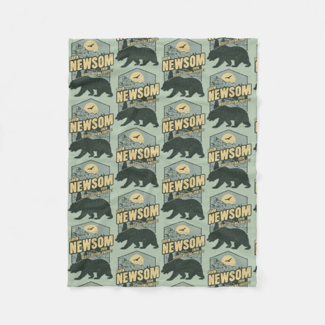 Gavin Newsom 2028 Resist Protect Defend Fleece Blanket (Front)