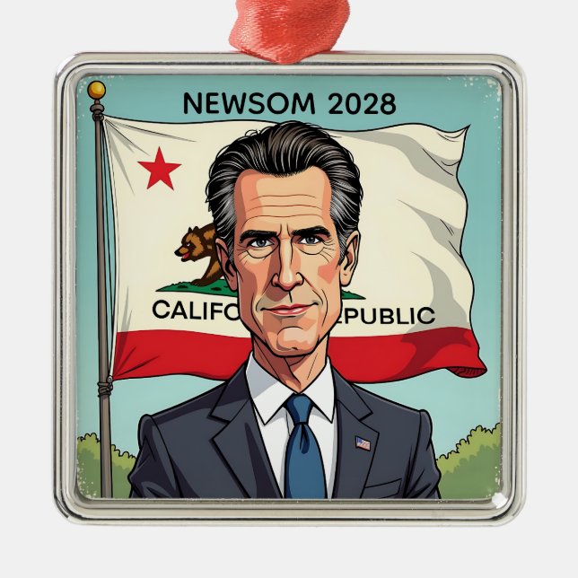 Gavin Newsom for President Chistmas Metal Tree Decoration (Front)