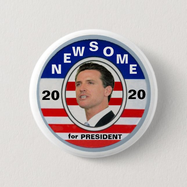 Gavin Newsome for President 2020 6 Cm Round Badge (Front)