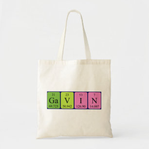 Gavin periodic table name tote bag