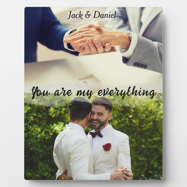 Gay 2 photos collage - wedding & anniversary gift  plaque (Front)