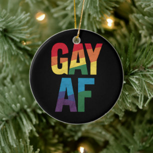 Gay AF LGBT Pride Gay Gift Pride Month Ceramic Tree Decoration