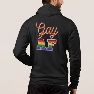 Gay AF Orange Rainbow Glitter Hoodie