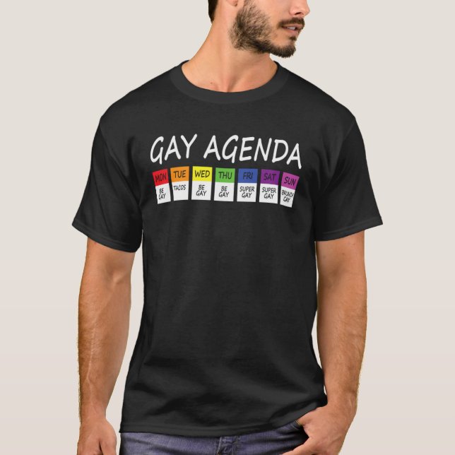 Gay Agenda CSD Pride Day outfit Lesbian LGBTQ LGBT T-Shirt (Front)