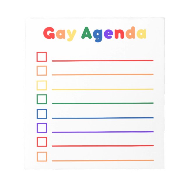 Gay Agenda Notepad (Front)
