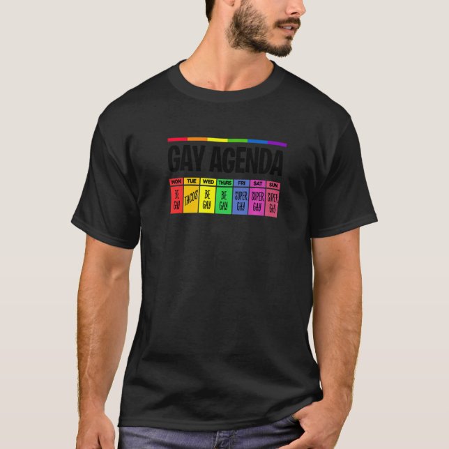 Gay Agenda Pride Lgbtq Rainbow Transgender Bisexua T-Shirt (Front)