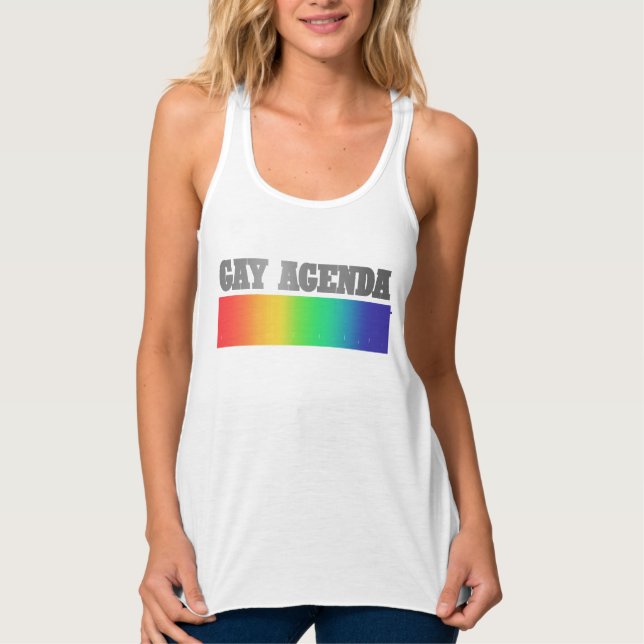 Gay Agenda | Rainbow Ombre Funny Gay Pride Singlet (Front)