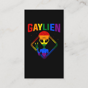 Gay Alien LGBTQ Pride Colourful Rainbow Sign Business Card