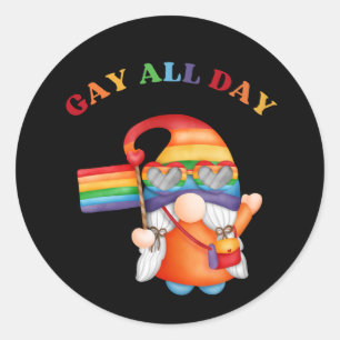 Gay All Day Colourful Flag  Classic Round Sticker