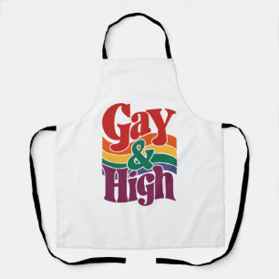 Gay And High Retro LGBTQ Pride Flag Apron