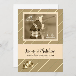 Gay and Lesbian Wedding Invitation Taupe Pinstripe
