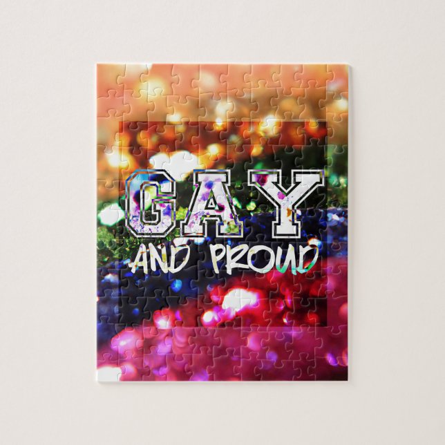 Gay and Proud Rainbow Design Jigsaw Puzzle (Vertical)