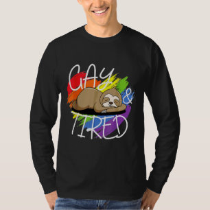 Gay And Tired Funny Lgbt Sloth Rainbow Pride T-Shirt