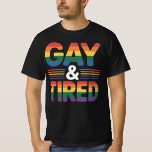 Gay And Tired Lgbtqia Retro Aesthetic Lesbian Prid T-Shirt