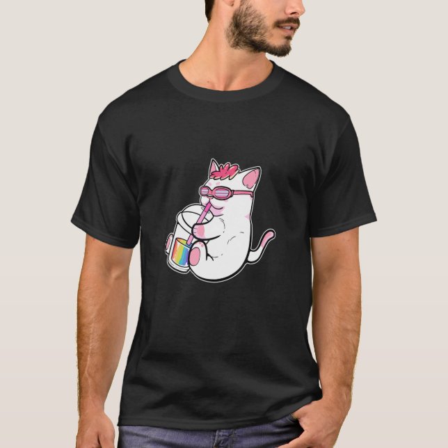 Gay Anime Cat Girl Bubble Tea Manga Figure Boba LG T-Shirt (Front)