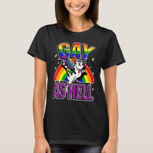Gay As Hell Rainbow Cat Lgbt Pride T-Shirt