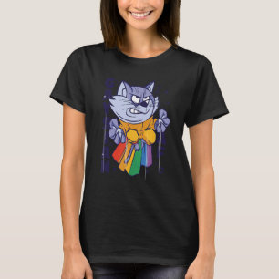 Gay Asian LGBTQ Pride Rainbow Flag Cat T-Shirt