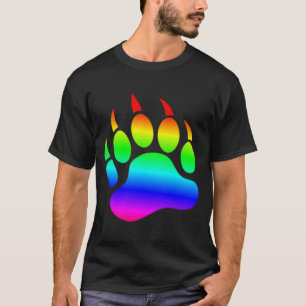 GAY BEAR Gradient Bear Paw Rainbow Flag T-Shirt