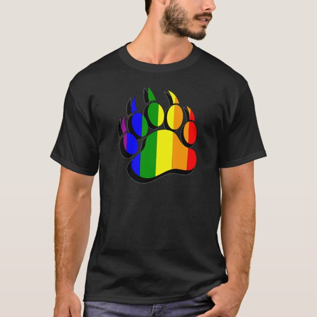 Gay Bear Paw rainbow Flag T-Shirt (Front)
