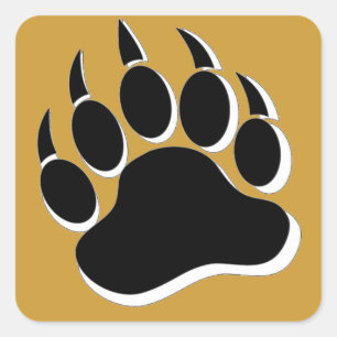 Gay Bear Paw With 3D effect on Brown Back -Sticker Square Sticker