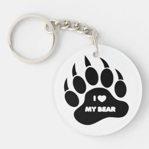 Gay Bear Pride Bear Paw I heart My Bear Key Ring