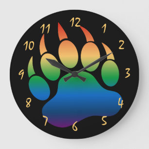 Gay Bear Pride Black Large Clock