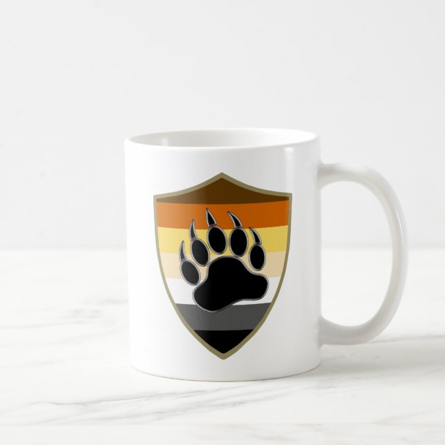 Gay Bear Pride Colours Bear Paw Shield Coffee Mug (Right)
