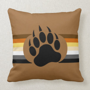 Gay Bear Pride colours stripes and Bear Paw Cushion
