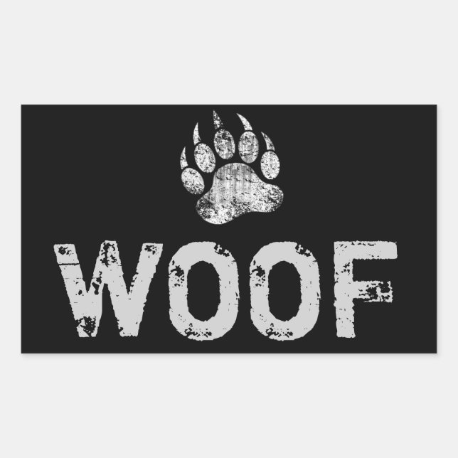 Gay Bear Pride distressed Bear Paw WOOF Rectangular Sticker (Front)