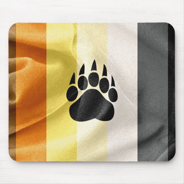 Gay Bear Pride Flag and Paw Mouse Pad (Front)