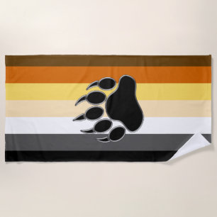 Gay bear pride flag Bear Paw Beach Towel