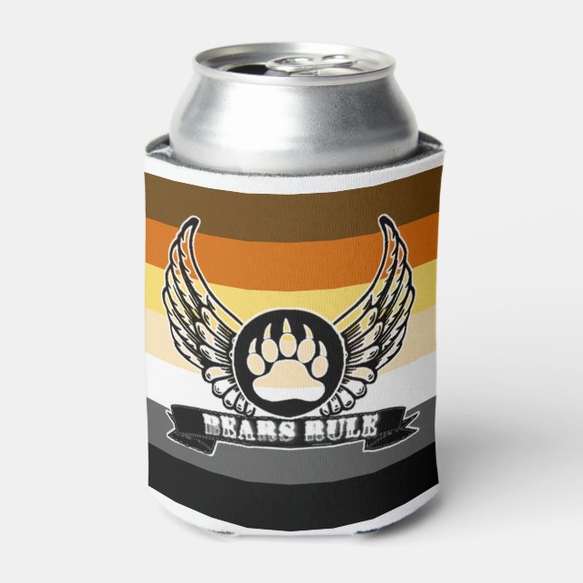 Gay Bear Pride Flag Bears Rule Can Cooler (Can Front)