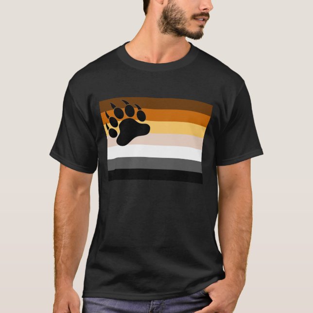 Gay Bear Pride Flag Black Bear Paw - Shirt (Front)