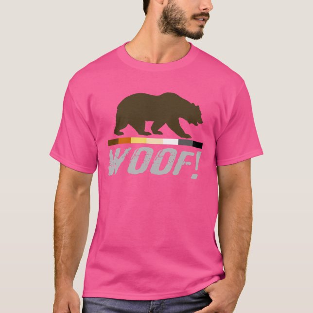 Gay Bear Pride Flag distressed WOOF ! T-Shirt (Front)