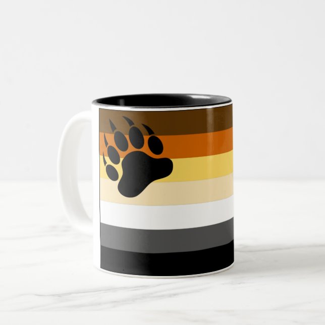 Gay Bear Pride Flag Two-Tone Coffee Mug (Front Left)