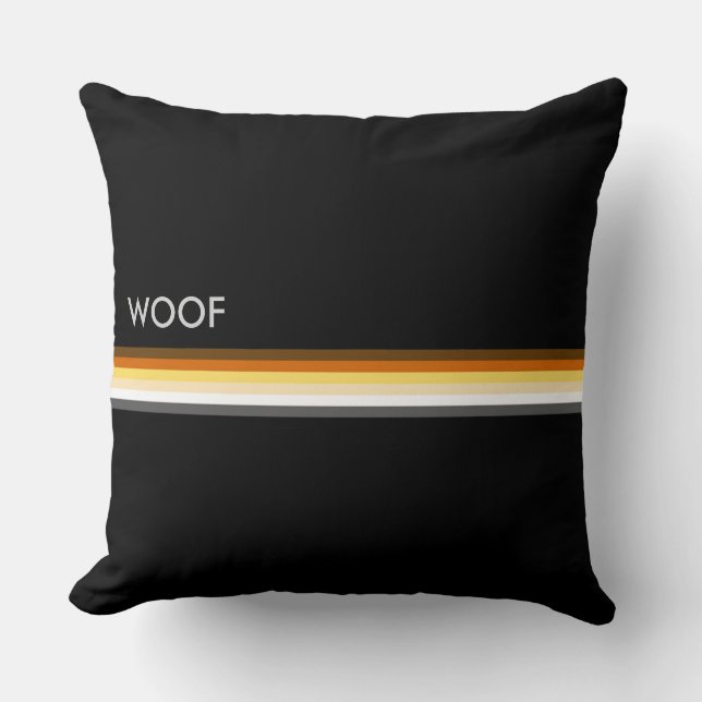 Gay Bear Pride Flag WOOF Masculine and Sleek Cushion (Front)
