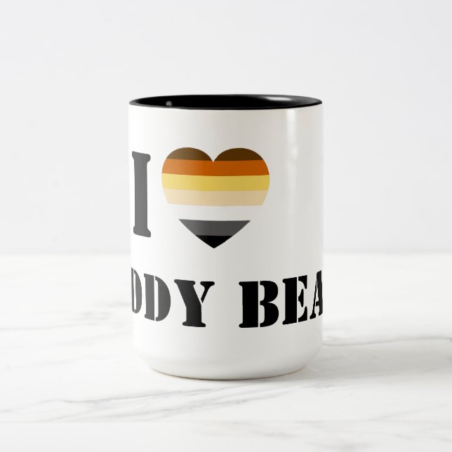 GAY BEAR PRIDE I HEART DADDY BEAR Two-Tone COFFEE MUG (Center)