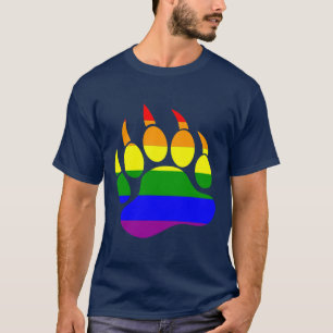 Gay Bear Pride Rainbow Flag Bear Paw T-Shirt