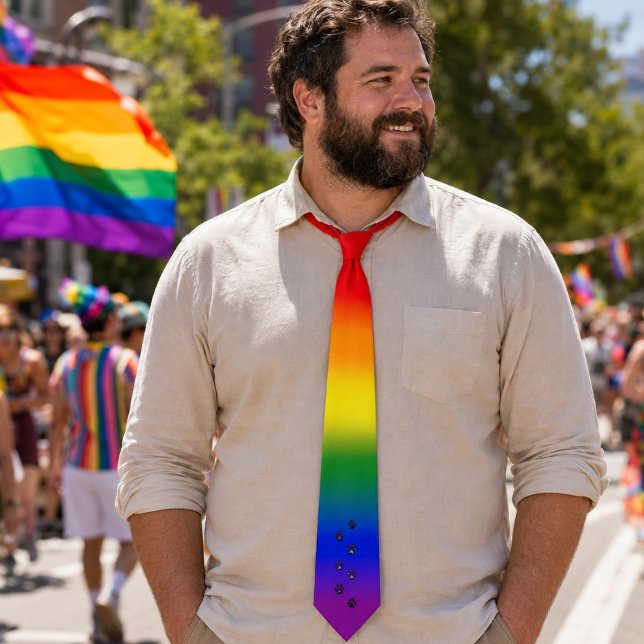 Gay Bear Pride - Rainbow Flag w/  Bear Claw Print Tie (Creator Uploaded)