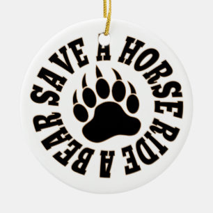 Gay Bear Pride Save A Horse Ride A Bear -Ornament Ceramic Tree Decoration