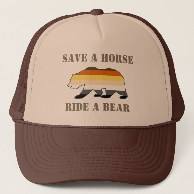 Gay Bear Pride Save A Horse Ride A Bear Trucker Hat (Front)