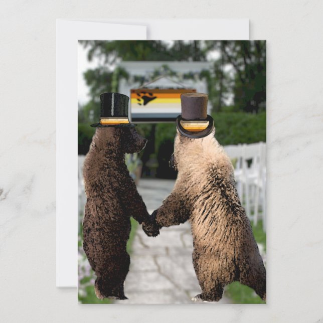 Gay Bear Wedding or Ceremony Custom Invitations (Front)