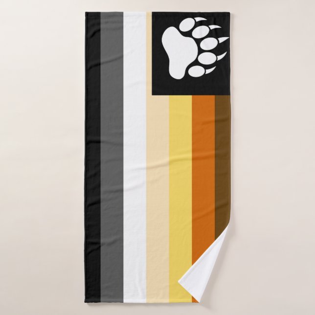 Gay Bears Pride Flag and Bear Paw Bath Towel (Bath Towel)