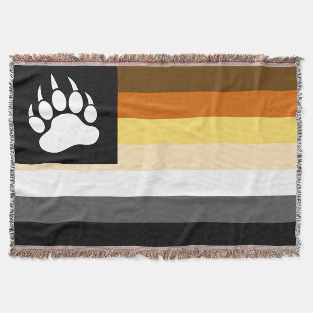 Gay Bears Pride Flag and Bear Paw Throw Blanket (Front)
