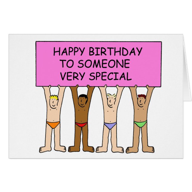 Gay Birthday Men in Underpants. (Front Horizontal)