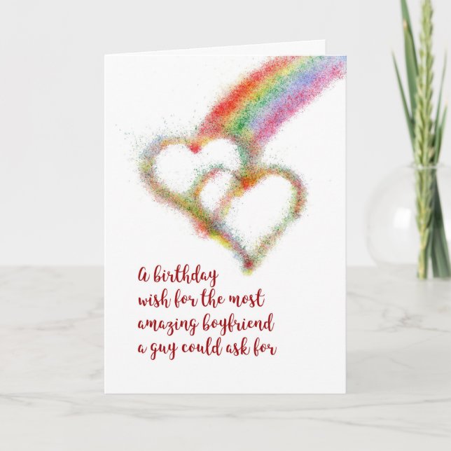 Gay Birthday Wish for Boyfriend, Hearts Card (Front)