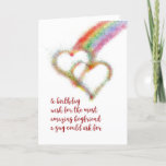 Gay Birthday Wish for Boyfriend, Hearts Card<br><div class="desc">Wish your mate,  the most amazing boyfriend a guy could ask for,  a happy birthday with this lgbt colourful greeting card that has a bright airbrush effect image of two interlocking hearts,  which have formed at the end of a rainbow.</div>