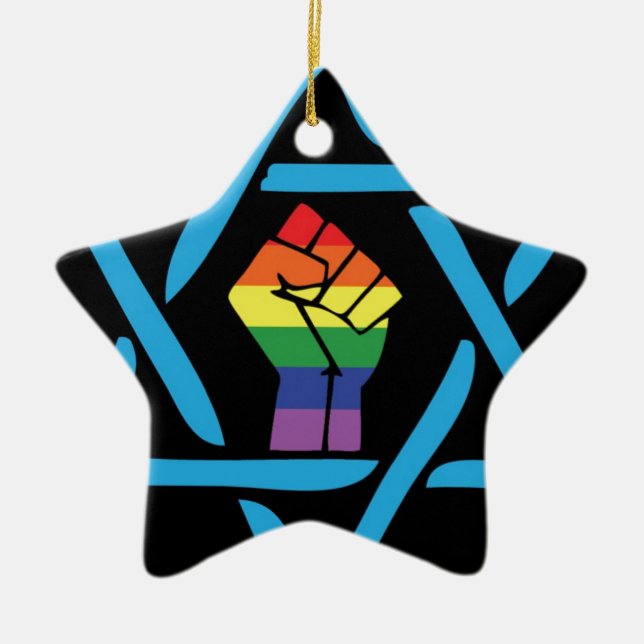 Gay Black Jewish Ceramic Tree Decoration (Front)