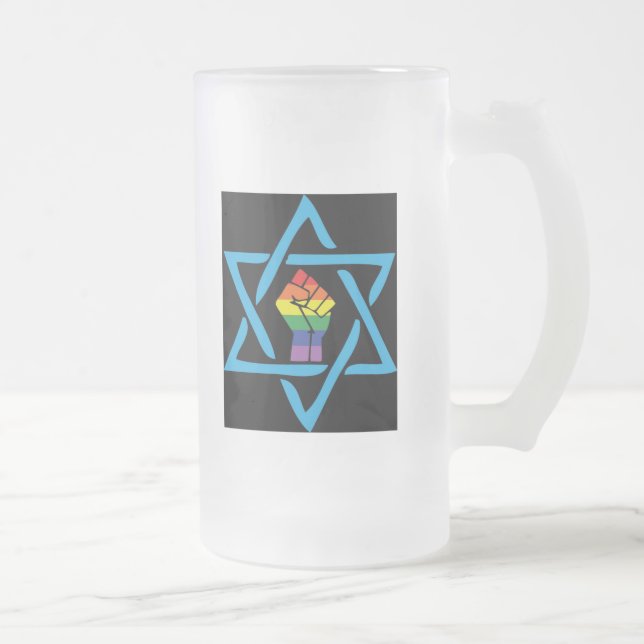 Gay Black Jewish Frosted Glass Beer Mug (Right)