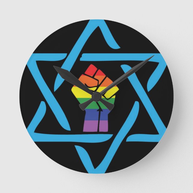 Gay Black Jewish Round Clock (Front)
